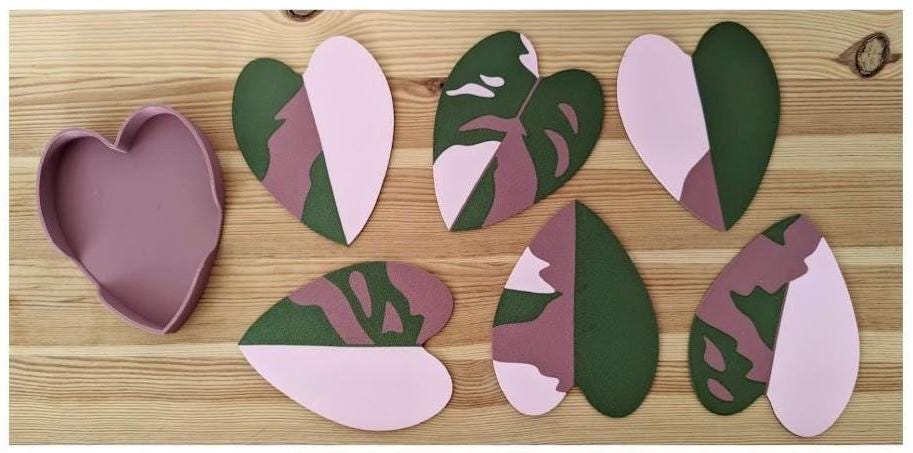 Monstera Plant Coaster Set