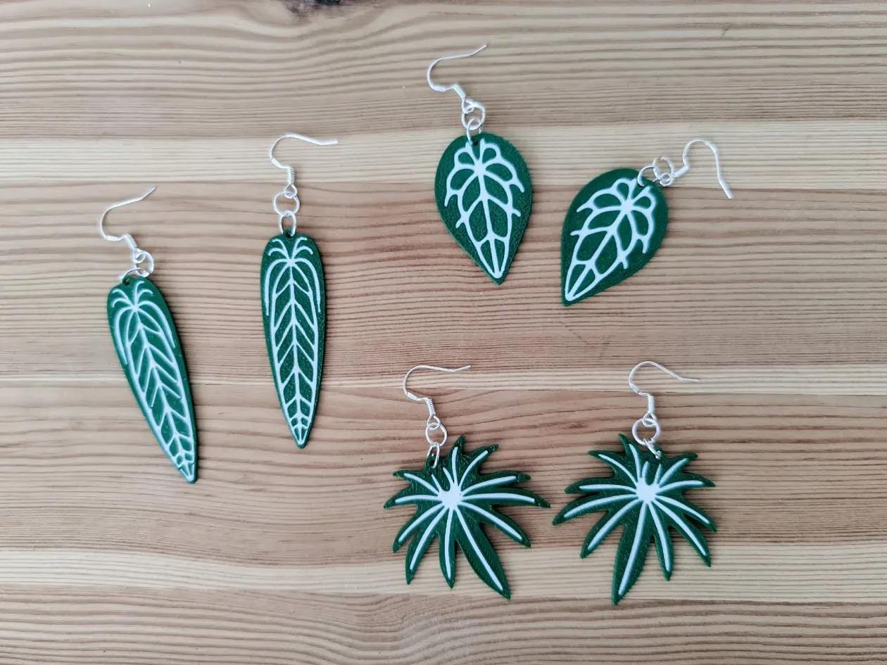 Monstera Plant Earrings Set