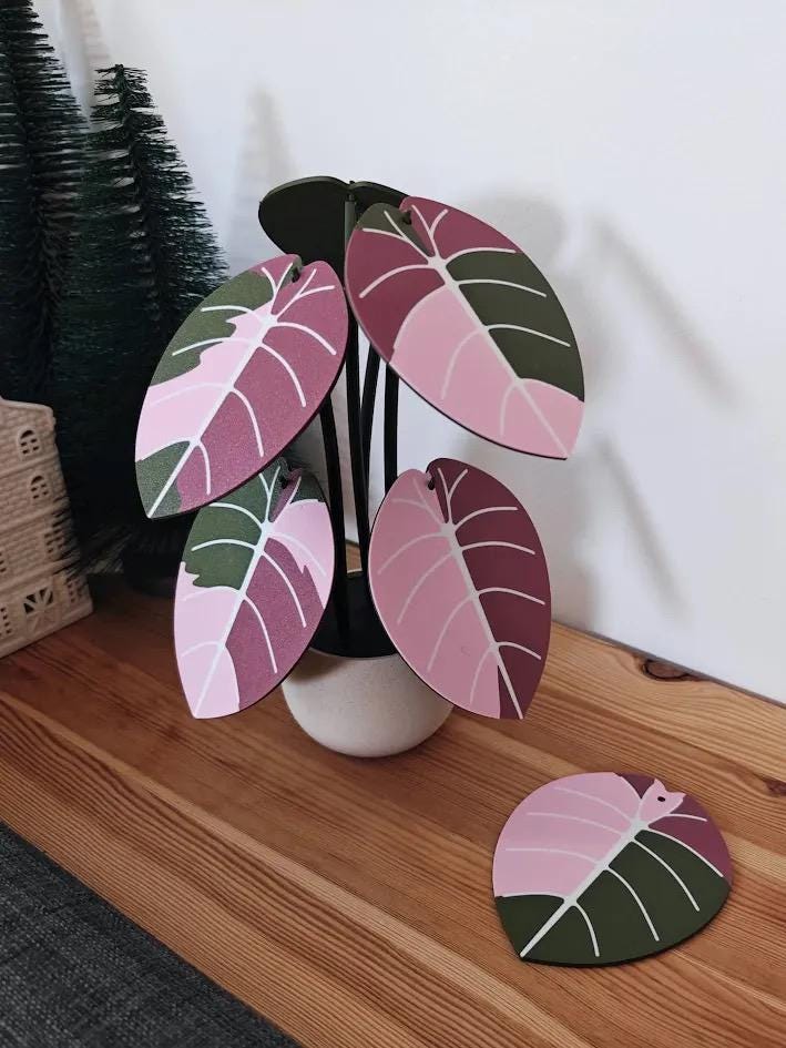 Alocasia Plant Coaster Set