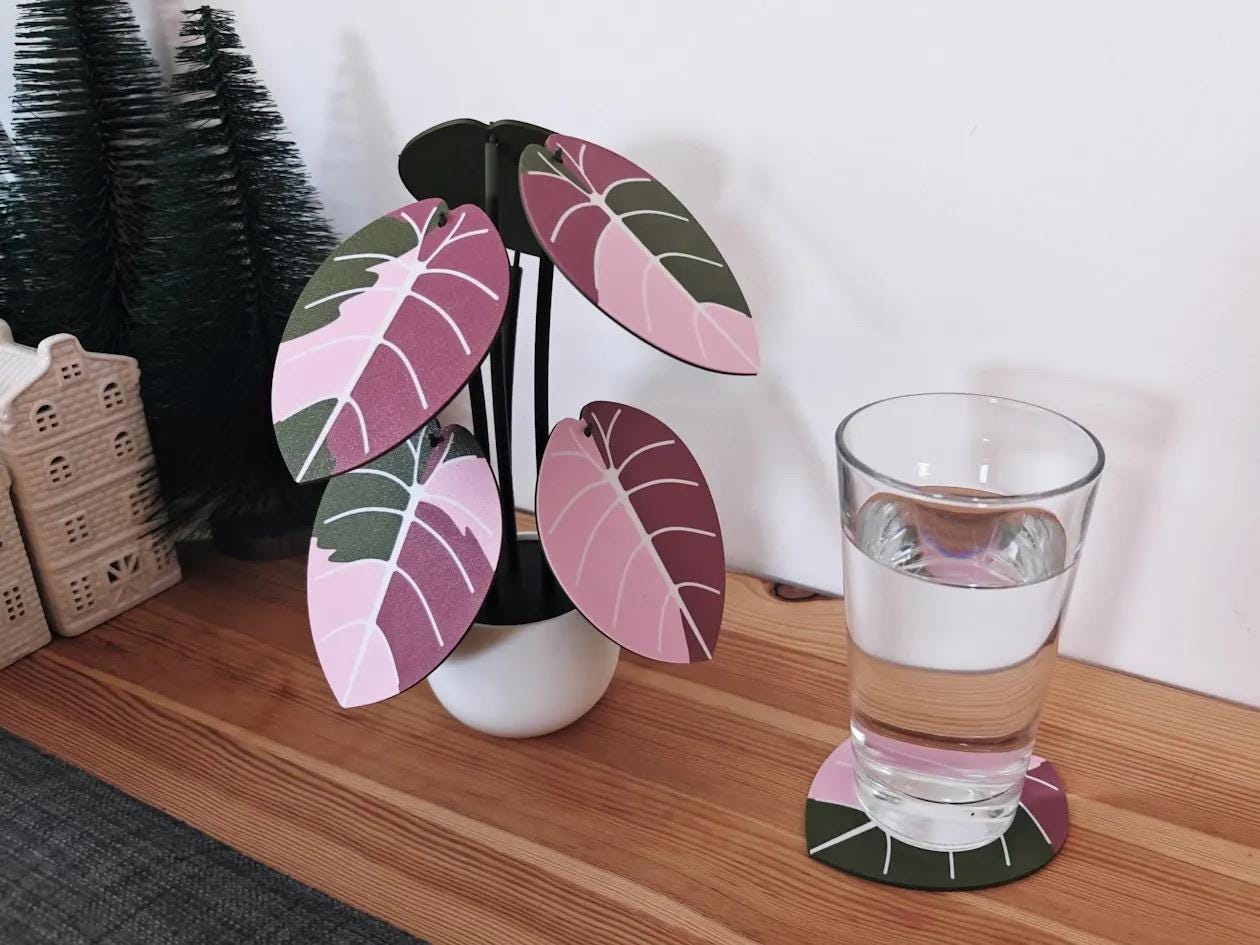 Alocasia Plant Coaster Set